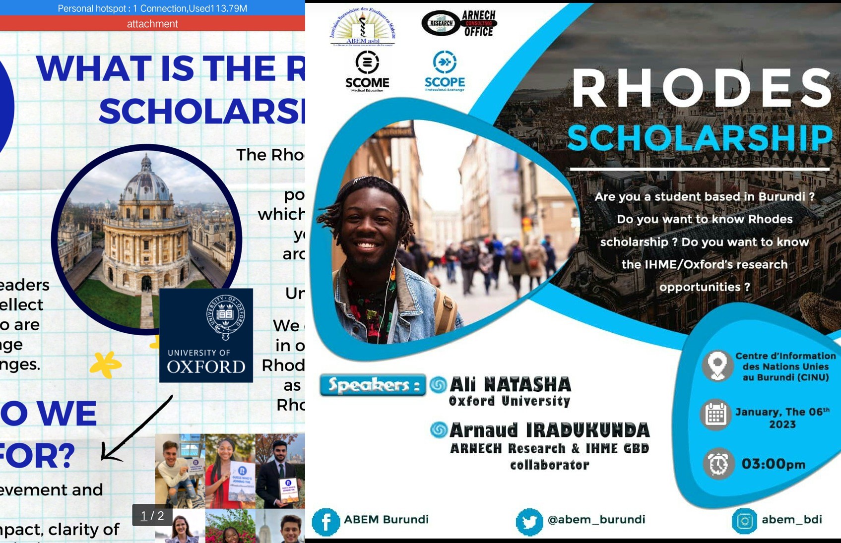 ARNECH leadership organizing Rhodes schorlaship outreach event,United Nations Center for Information,Burundi,2023